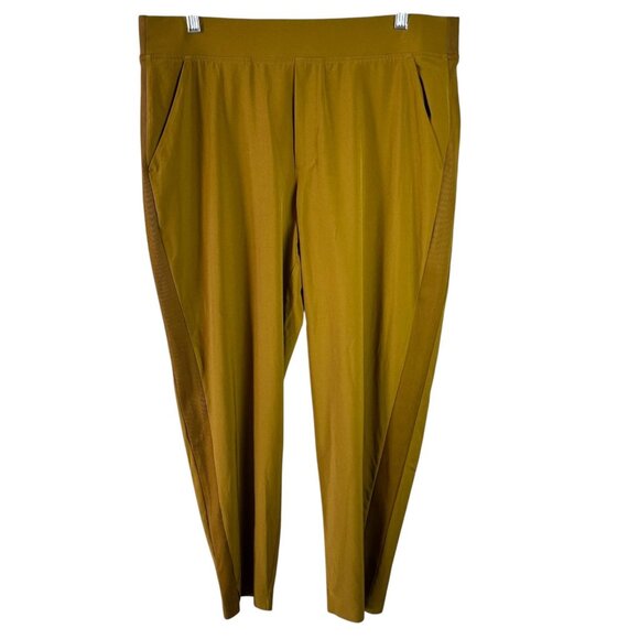 NEW Athleta Brooklyn Mid Rise Ankle Pant in Mustard Yellow Brassy Gold Size 14 - Picture 3 of 6